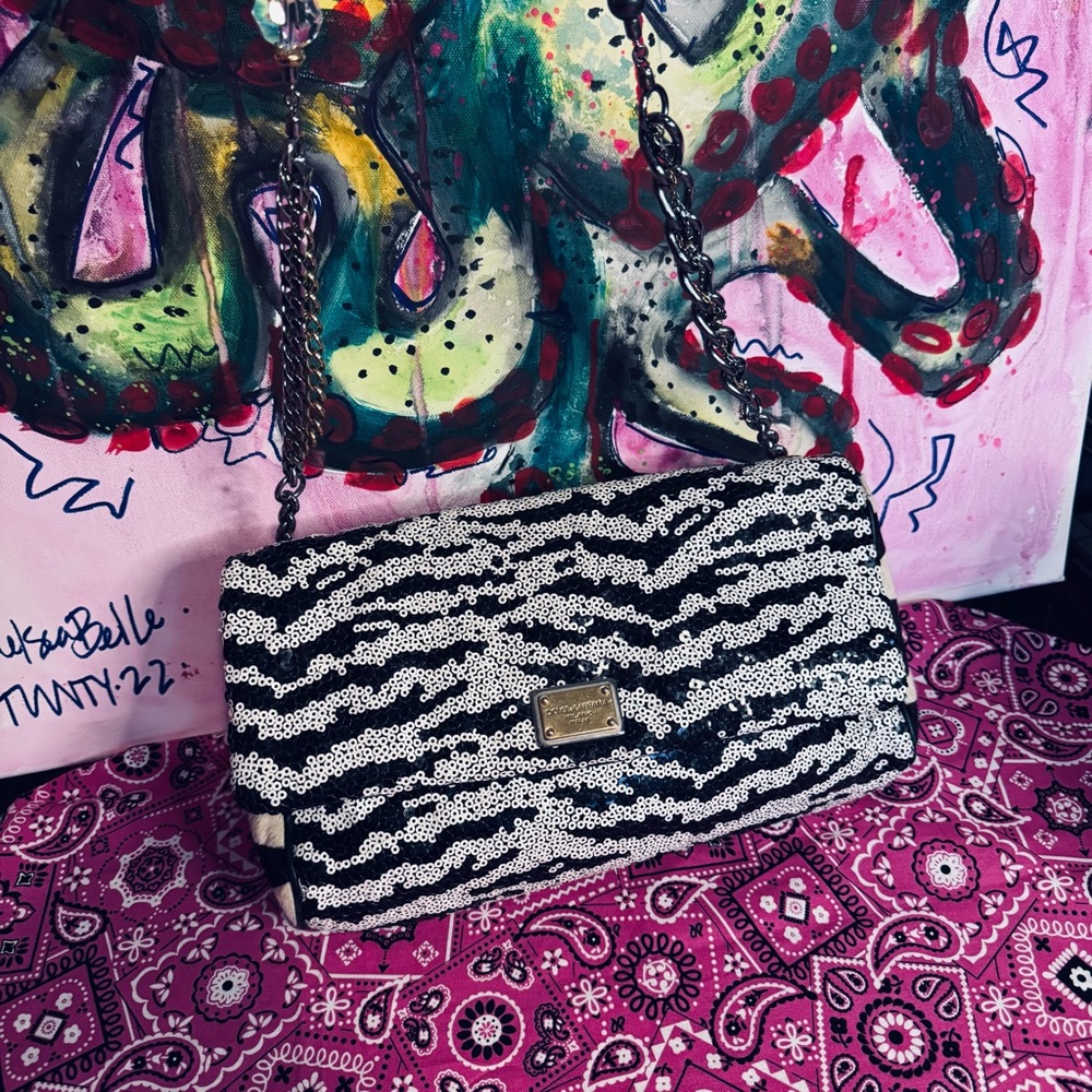 Pre-Loved Dolce & Gabbana Black & White Sequined Bag